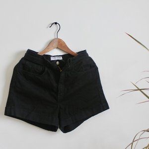 American Apparel black high-waisted denim shorts